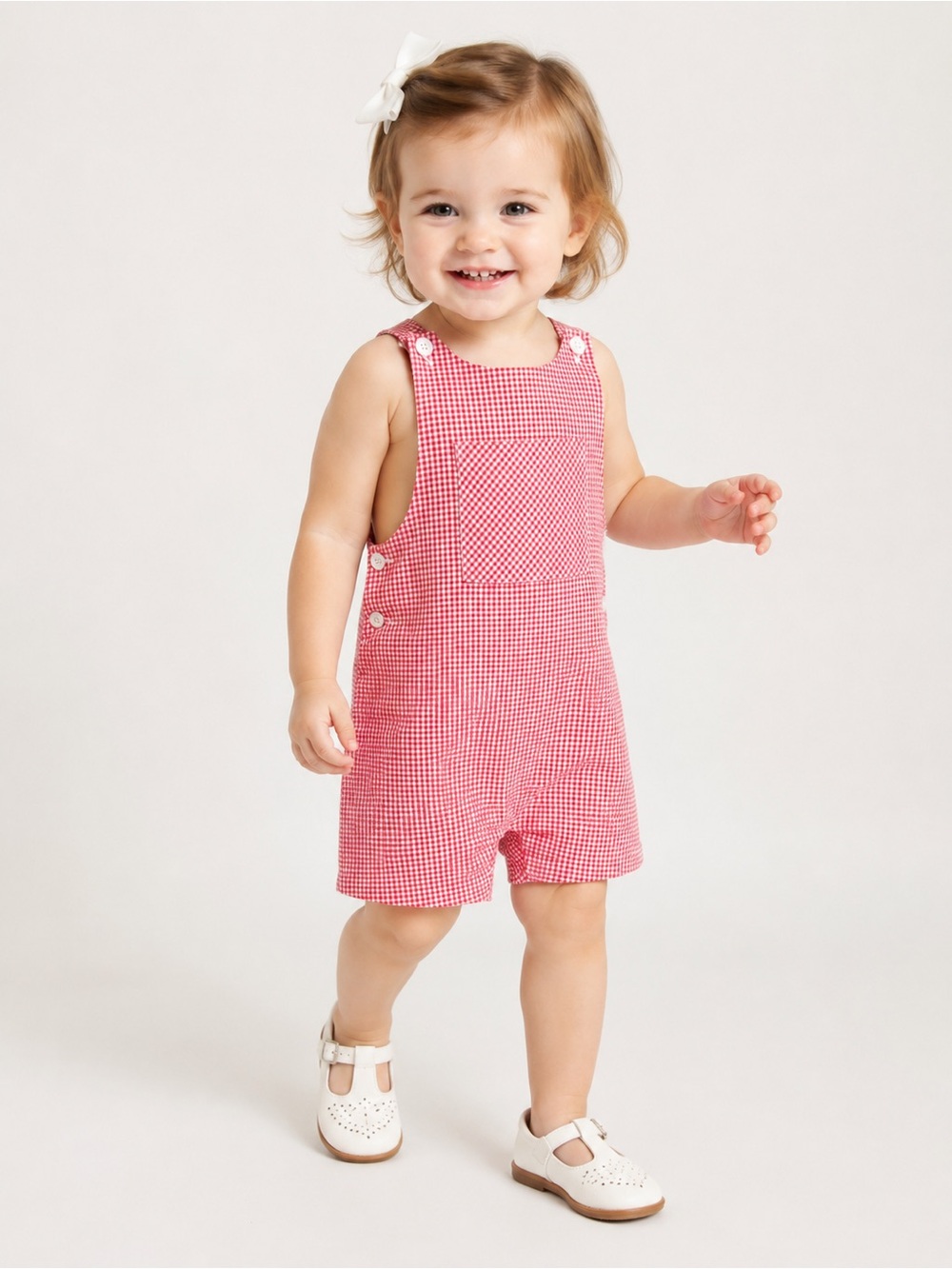 Edgehill Collection Baby Gingham Romper, Size 12M Cotton